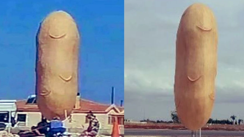 Güney Kıbrıs’ta Larnaka’ya bağlı Ksilofagu köyüne dikilen 'patates heykeli' tartışma yarattı