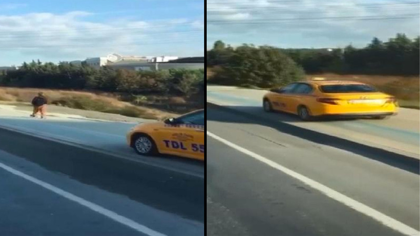 Kaldırımdan giderken yayaya korna çalıp yol isteyen taksici hakkında flaş gelişme!