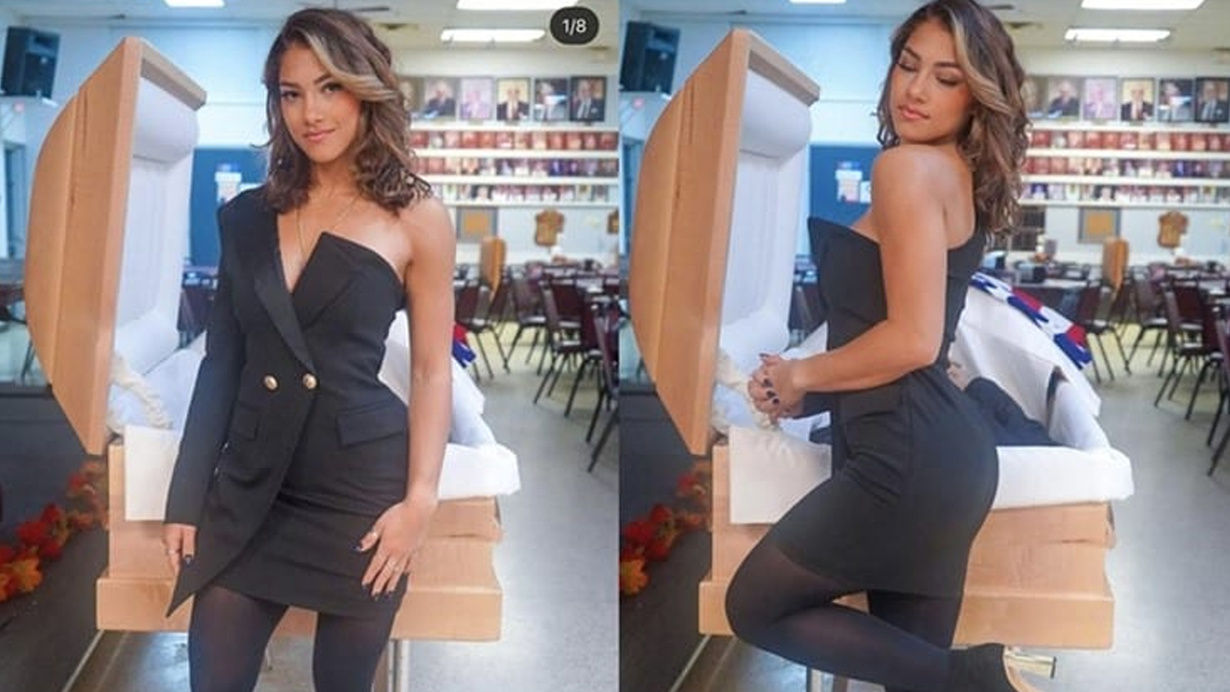 Babasının tabutu önünde ‘seksi’ pozlar paylaşan kadın: Yaşasa onaylardı